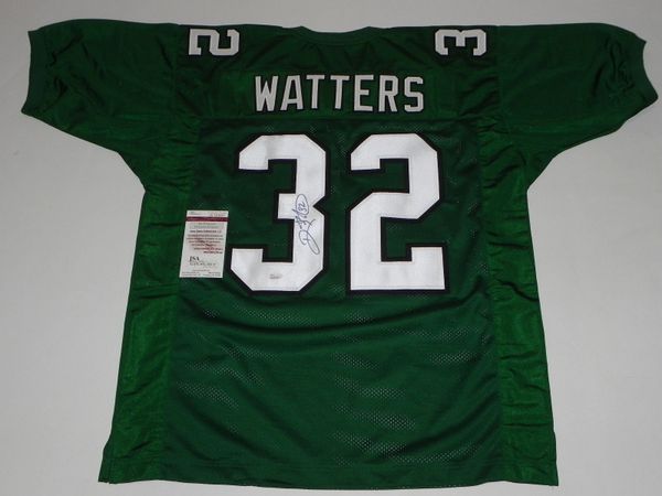 #32 RICKY WATTERS Philadelphia Eagles NFL RB Green Throwback Jersey AUTOGRAPHED