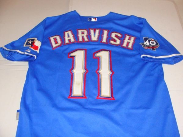 11 YU DARVISH Texas Rangers MLB Pitcher Blue 40th Anniversary Throwback  Jersey