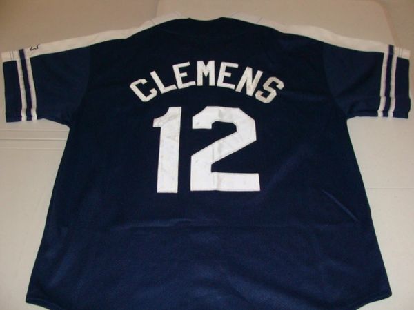 12 ROGER CLEMENS New York Yankees MLB Pitcher Blue Majestic Throwback Jersey