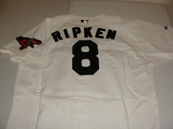 8 CAL RIPKEN Jr. Baltimore Orioles MLB SS/3B White Cotton Throwback Jersey