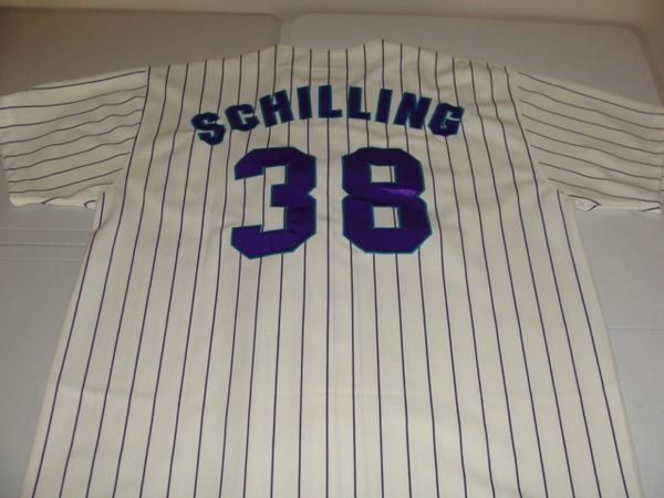 38 CURT SCHILLING Arizona Diamondbacks MLB Pitcher Cream PS Throwback Jersey