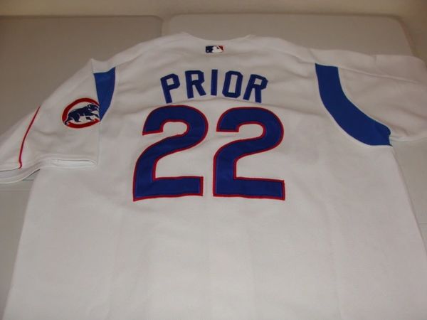 22 MARK PRIOR Chicago Cubs MLB Pitcher White Throwback Team Jersey
