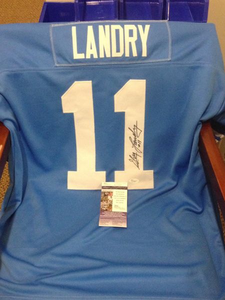 11 GREG LANDRY Detroit Lions NFL QB Blue Throwback Jersey AUTOGRAPHED Lone Star Throwbacks