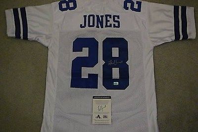 #28 FELIX JONES Dallas Cowboys NFL RB White Throwback Jersey AUTOGRAPHED