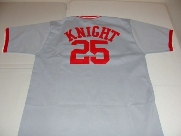 25 RAY KNIGHT Cincinnati Reds MLB Infielder Grey Throwback Jersey