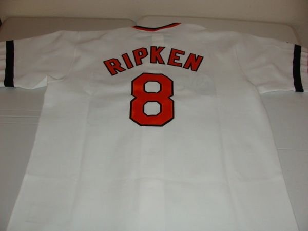 8 CAL RIPKEN Jr. Baltimore Orioles MLB SS/3B Black/Orange Throwback Team  Jersey