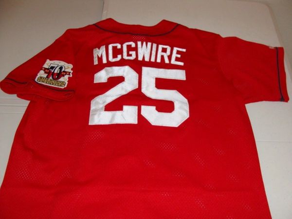#25 MARK McGWIRE St. Louis Cardinals MLB 1B Red 1998 HR Champ Throwback Jersey | Lone Star ...