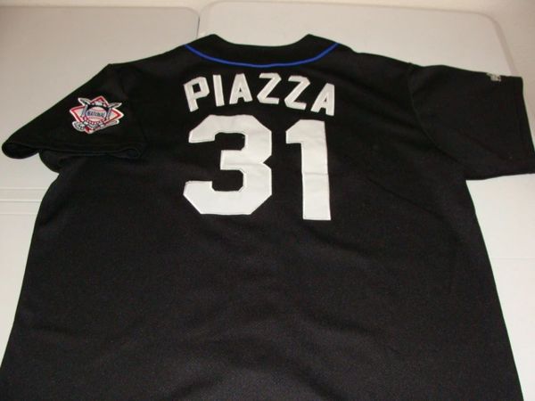 31 MIKE PIAZZA New York Mets MLB Catcher Black Throwback Jersey
