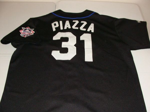 Throwback Mike Piazza New York METS #31 Black Mens XL Baseball Jersey