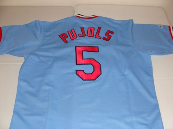 5 ALBERT PUJOLS St. Louis Cardinals MLB 1B Lt Blue Throwback Jersey