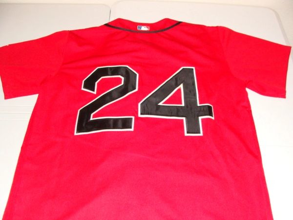 24 MANNY RAMIREZ Boston Red Sox MLB OF Grey Throwback Jersey