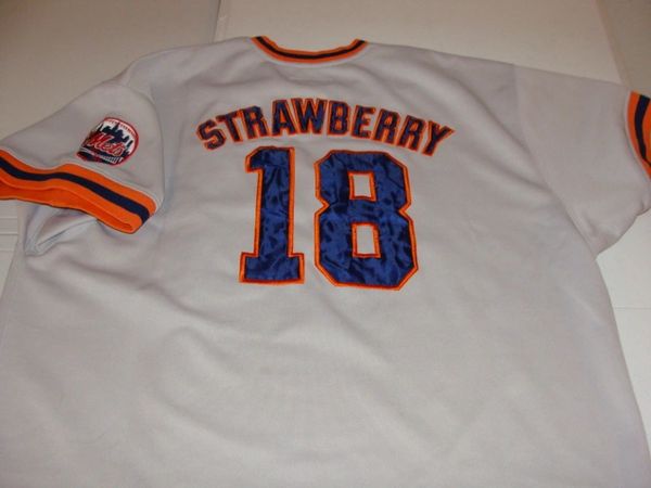 18 DARRYL STRAWBERRY New York Mets MLB OF Grey Throwback Jersey