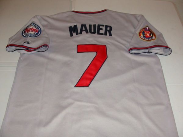 7 JOE MAUER Minnesota Twins MLB C/1B/DH Grey Throwback Jersey