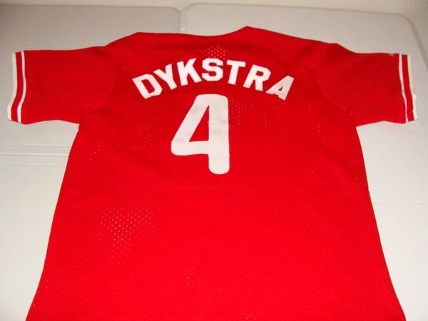 4 LENNY DYKSTRA Philadelphia Phillies MLB OF Red Throwback Jersey