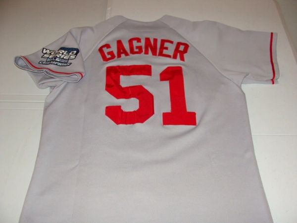 #51 GAGNER Boston Red Sox MLB Baseball Grey 2004 WS Champs Throwback Jersey