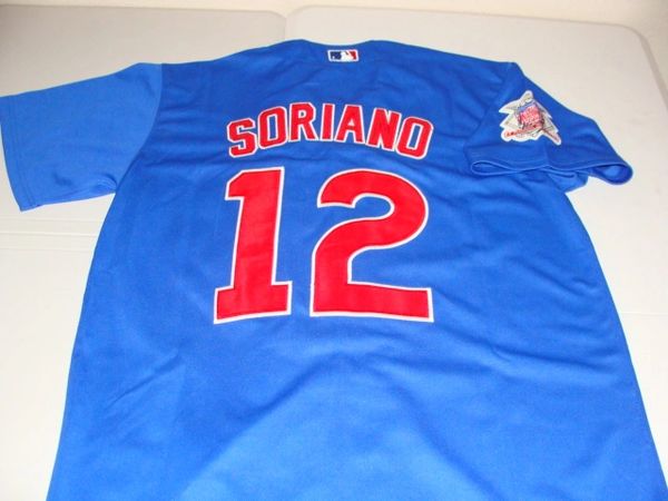 12 ALFONSO SORIANO Chicago Cubs MLB OF/2B White PS Mint Throwback Jersey