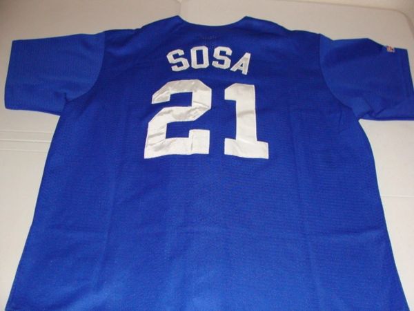 Men's Majestic Chicago Cubs #21 Sammy Sosa Authentic Blue/White