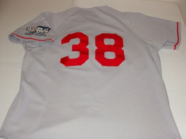 #38 CURT SCHILLING Boston Red Sox MLB Pitcher Grey 2004 WS Champs Throwback Jersey