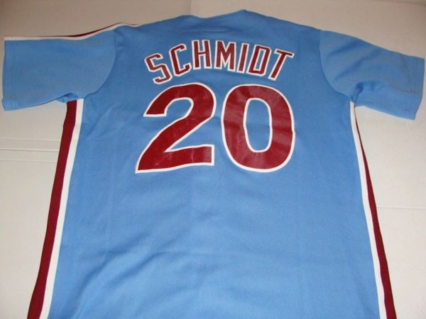 20 MIKE SCHMIDT Philadelphia Phillies MLB 3B Blue Throwback Jersey