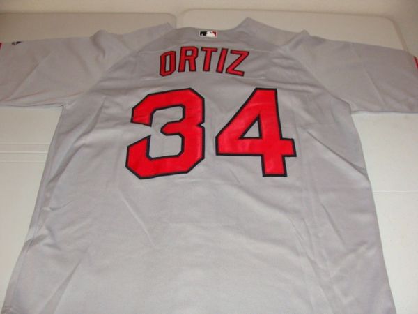 #34 DAVID ORTIZ Boston Red Sox MLB 1B/DH Grey Throwback Jersey