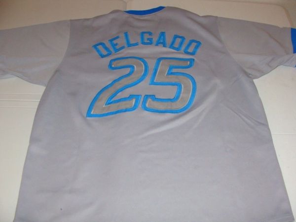 #25 CARLOS DELGADO Toronto Blue Jays MLB 1B Grey Throwback Jersey