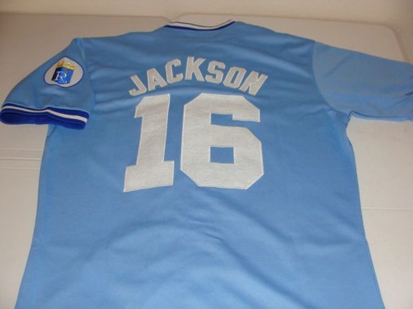 16 BO JACKSON Kansas City Royals MLB OF/DH Blue Throwback Jersey