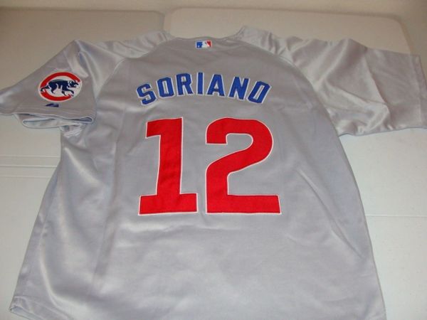 12 ALFONSO SORIANO Chicago Cubs MLB OF/2B Grey Throwback Jersey