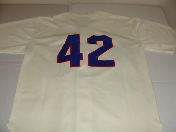 42 JACKIE ROBINSON Brooklyn Dodgers MLB 2B Cream Throwback Jersey