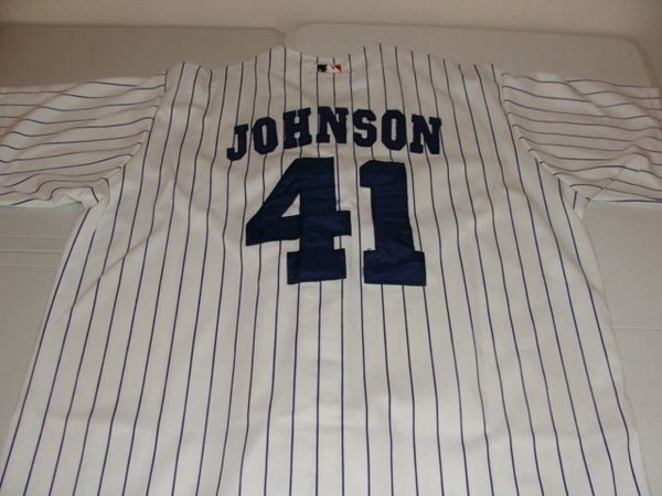 #41 RANDY JOHNSON New York Yankees MLB Pitcher White PS M&N Throwback Jersey