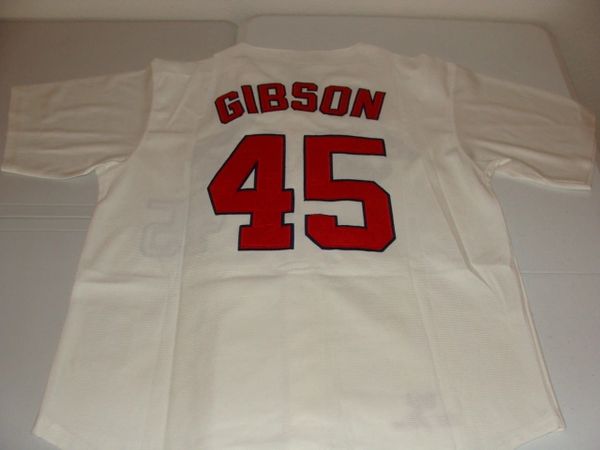 #45 BOB GIBSON St. Louis Cardinals MLB Pitcher Cream Throwback Jersey
