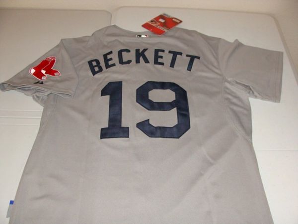 #19 JOSH BECKETT Boston Red Sox MLB Pitcher Grey Mint Throwback Jersey