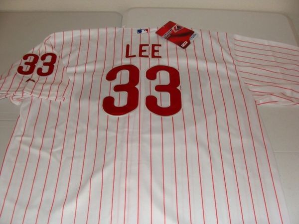 #33 CLIFF LEE Philadelphia Phillies MLB Pitcher White PS Mint Throwback Jersey