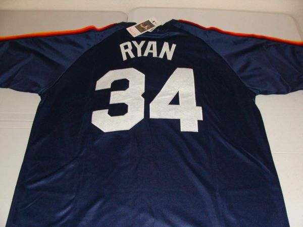 34 NOLAN RYAN Houston Astros MLB Pitcher White Rainbow Mint Throwback  Jersey