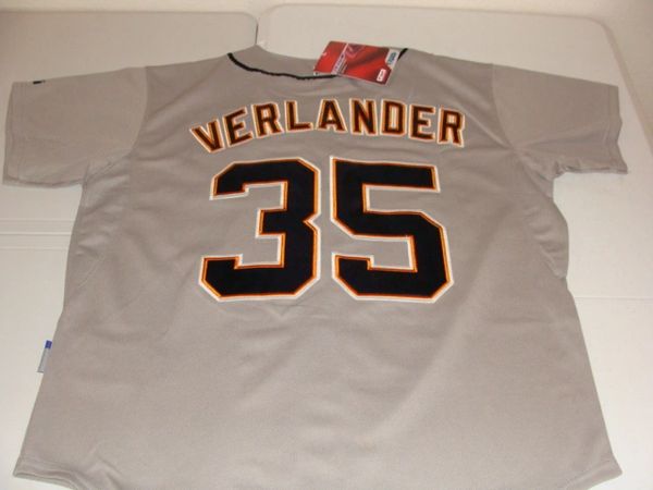 #35 JUSTIN VERLANDER Detroit Tigers MLB Pitcher Grey Mint Throwback Jersey