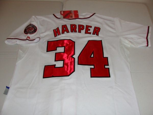 #34 BRYCE HARPER Washington Nationals MLB OF White Mint Throwback Jersey