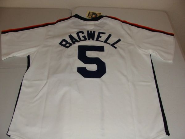 #5 JEFF BAGWELL Houston Astros MLB 1B White Mint Throwback Jersey