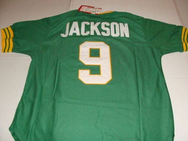 9 REGGIE JACKSON Oakland Athletics MLB OF Green Mint Throwback Jersey