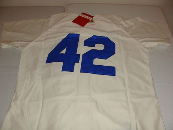 #42 JACKIE ROBINSON Brooklyn Dodgers MLB 2B Cream Mint Throwback Jersey ...