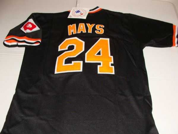 #24 WILLIE MAYS New York/San Francisco Giants MLB OF Black Mint Throwback Jersey