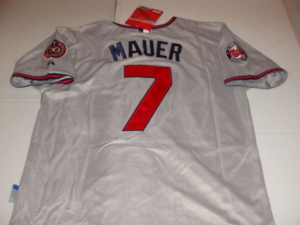 7 JOE MAUER Minnesota Twins MLB C/1B/DH Grey Mint Throwback Jersey