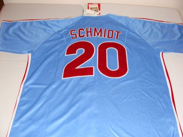 20 MIKE SCHMIDT Philadelphia Phillies MLB 3B Blue Mint Throwback Jersey