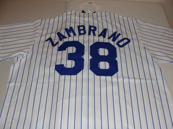 Men's Mitchell and Ness Chicago Cubs #38 Carlos Zambrano Authentic Blue  Throwback MLB Jersey