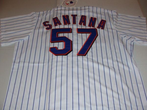 #57 JOHAN SANTANA New York Mets MLB Pitcher White PS Mint Throwback Jersey