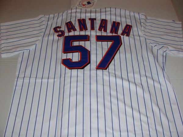 57 JOHAN SANTANA New York Mets MLB Pitcher White PS Mint Throwback Jersey