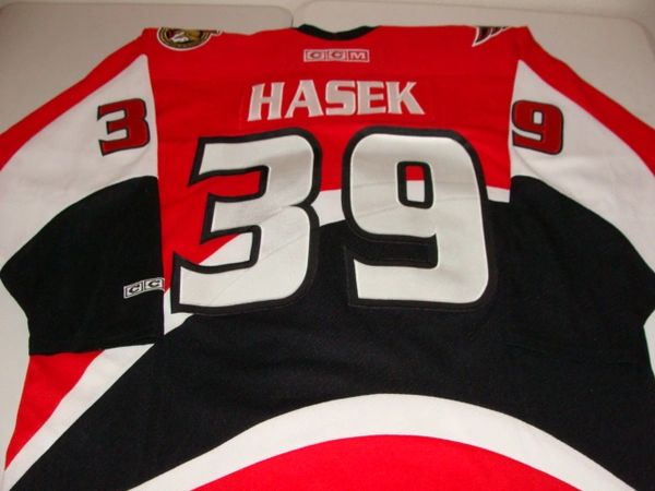 #39 DOMINIK HASEK Ottawa Senators NHL Goalie Red/Black Throwback Jersey