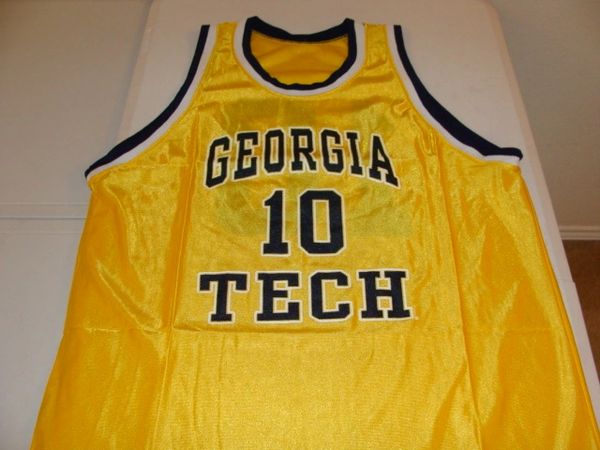 #10 GEORGIA TECH Yellow Jackets NCAA Basketball Yellow Throwback Team Jersey