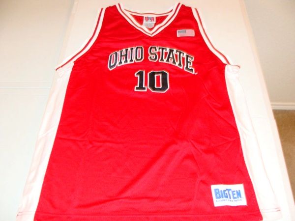 10 OHIO STATE Buckeyes NCAA Basketball Red Throwback Team Jersey