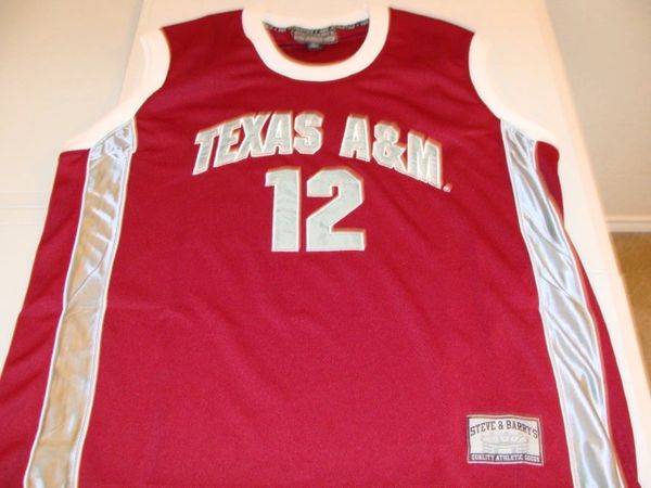 #12 TEXAS A&M Aggies NCAA Basketball Red Throwback Team Jersey