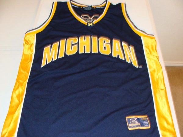 #1 MICHIGAN Wolverines NCAA Basketball Blue Throwback Team Jersey