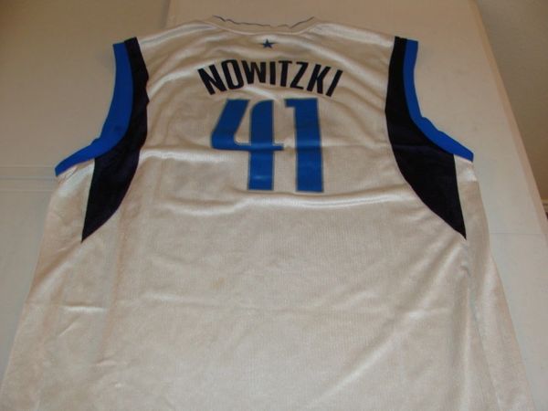 41 DIRK NOWITZKI Dallas Mavericks NBA Forward White Throwback Jersey